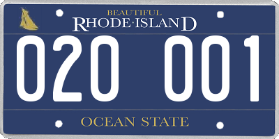 RI license plate 020001