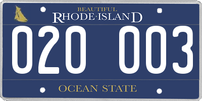 RI license plate 020003