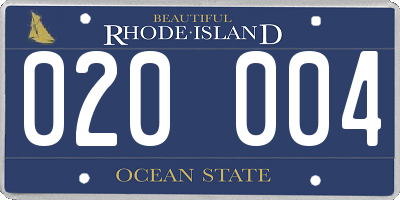 RI license plate 020004