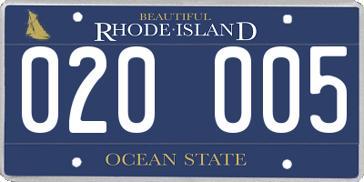 RI license plate 020005