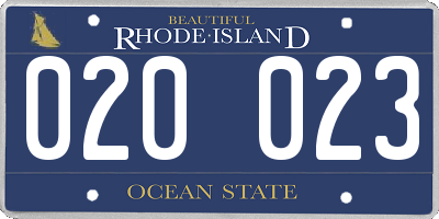 RI license plate 020023