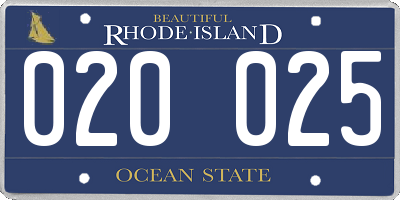 RI license plate 020025