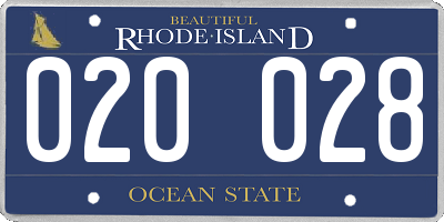 RI license plate 020028