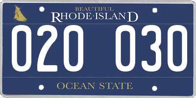 RI license plate 020030