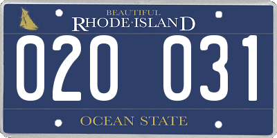 RI license plate 020031