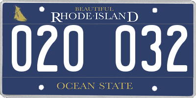 RI license plate 020032