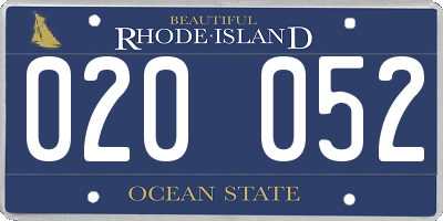 RI license plate 020052