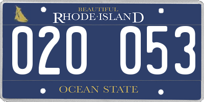 RI license plate 020053