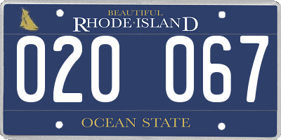 RI license plate 020067