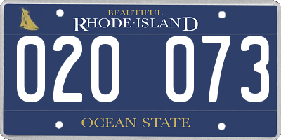 RI license plate 020073