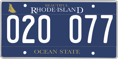 RI license plate 020077