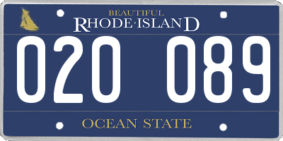 RI license plate 020089