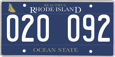 RI license plate 020092