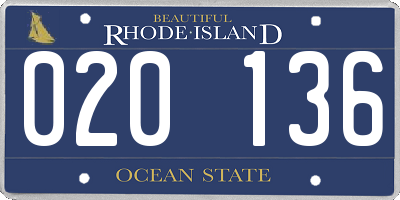 RI license plate 020136