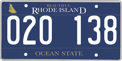 RI license plate 020138