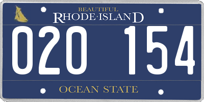 RI license plate 020154