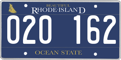 RI license plate 020162