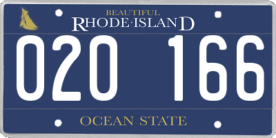 RI license plate 020166