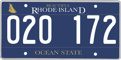 RI license plate 020172