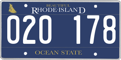 RI license plate 020178