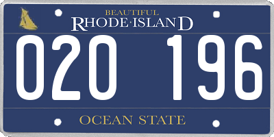 RI license plate 020196