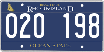 RI license plate 020198