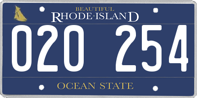 RI license plate 020254