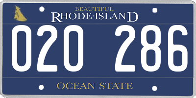 RI license plate 020286