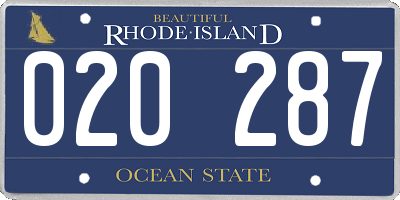 RI license plate 020287