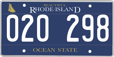 RI license plate 020298