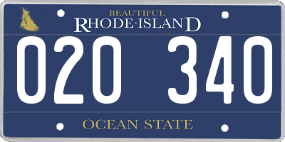 RI license plate 020340