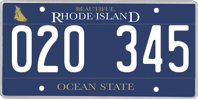 RI license plate 020345