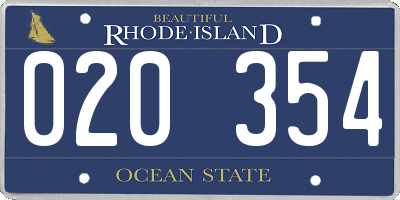 RI license plate 020354