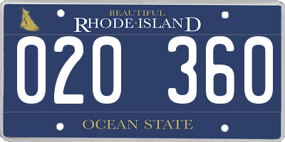 RI license plate 020360