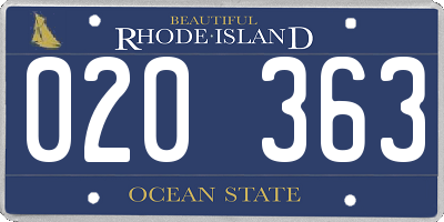 RI license plate 020363