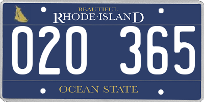 RI license plate 020365