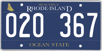 RI license plate 020367