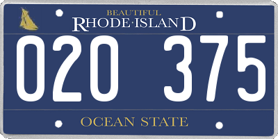 RI license plate 020375