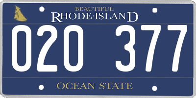 RI license plate 020377