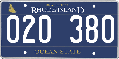 RI license plate 020380