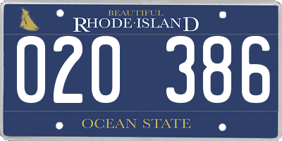 RI license plate 020386
