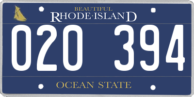 RI license plate 020394