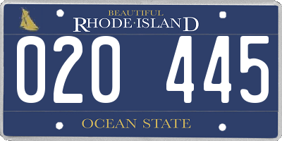RI license plate 020445