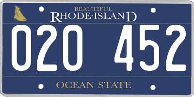 RI license plate 020452