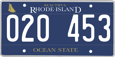 RI license plate 020453