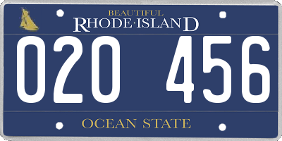 RI license plate 020456
