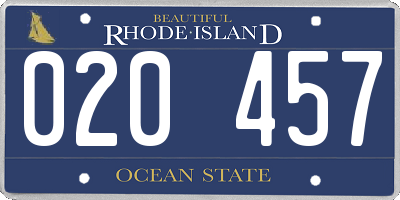 RI license plate 020457