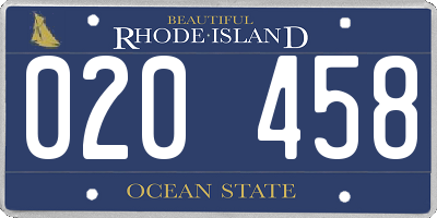RI license plate 020458