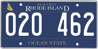 RI license plate 020462