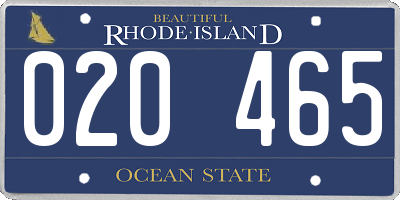 RI license plate 020465